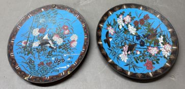 Two 19th-century Japanese Meiji period cloisonne enamel dishes Dia 30cm