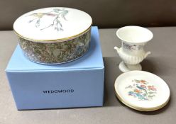 A selection of Wedgewood fine bone china, including two pin dishes Kutani Crane and a trinket box