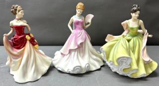 Three Royal Doulton Pretty Ladies figurines, including Autumn Ball HN5465, Summer Ball HN5464 and