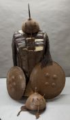 Indo Persion or Moghal Suit of Armor with Dhal shields. The mail and plate shirt has articulated
