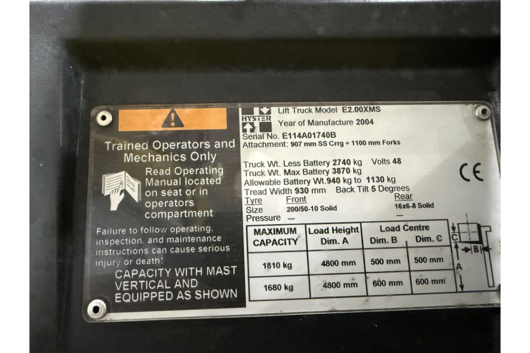 Hyster E2.00 XMS Electric Forklift 710 hrs only! - Image 6 of 32
