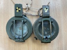 2x Stanley London British Army Brass Prismatic Compass in Mils, from MOD