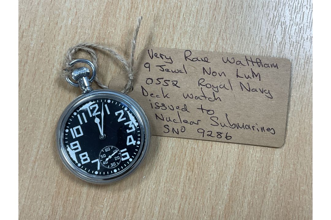 Very Rare Waltham 9 Jewel Non-Lum 0552 Royal Navy Deck Watch Issued to Nuclear Submarines, Sn° 9286 - Image 6 of 6