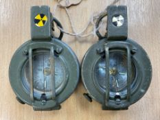 2x Stanley London British Army Brass Prismatic Compass in Mils, from MOD