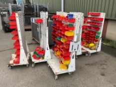 6x Portable Parts Racks c/w Plastic Lin Bins, from MOD