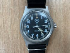Very Rare CWC 0555 Royal Marines Service Watch With Date Function Nato Marks SN° 073 Date 1994