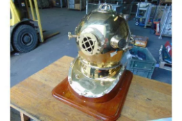 US Navy MK V Brass Diving Helmet on Plinth Repro.