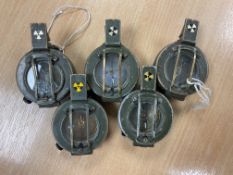 5x Stanley London British Army Brass Prismatic Compass