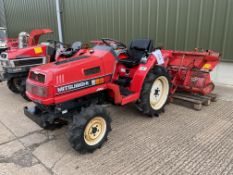 Mitsubishi MT17 4x4 Diesel Compact Tractor c/w p1203 Rotorvator 1147hrs only