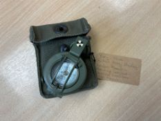 Very Nice British Army Stanley London Prismatic Marching Compass Unissued Condition in Pouch.