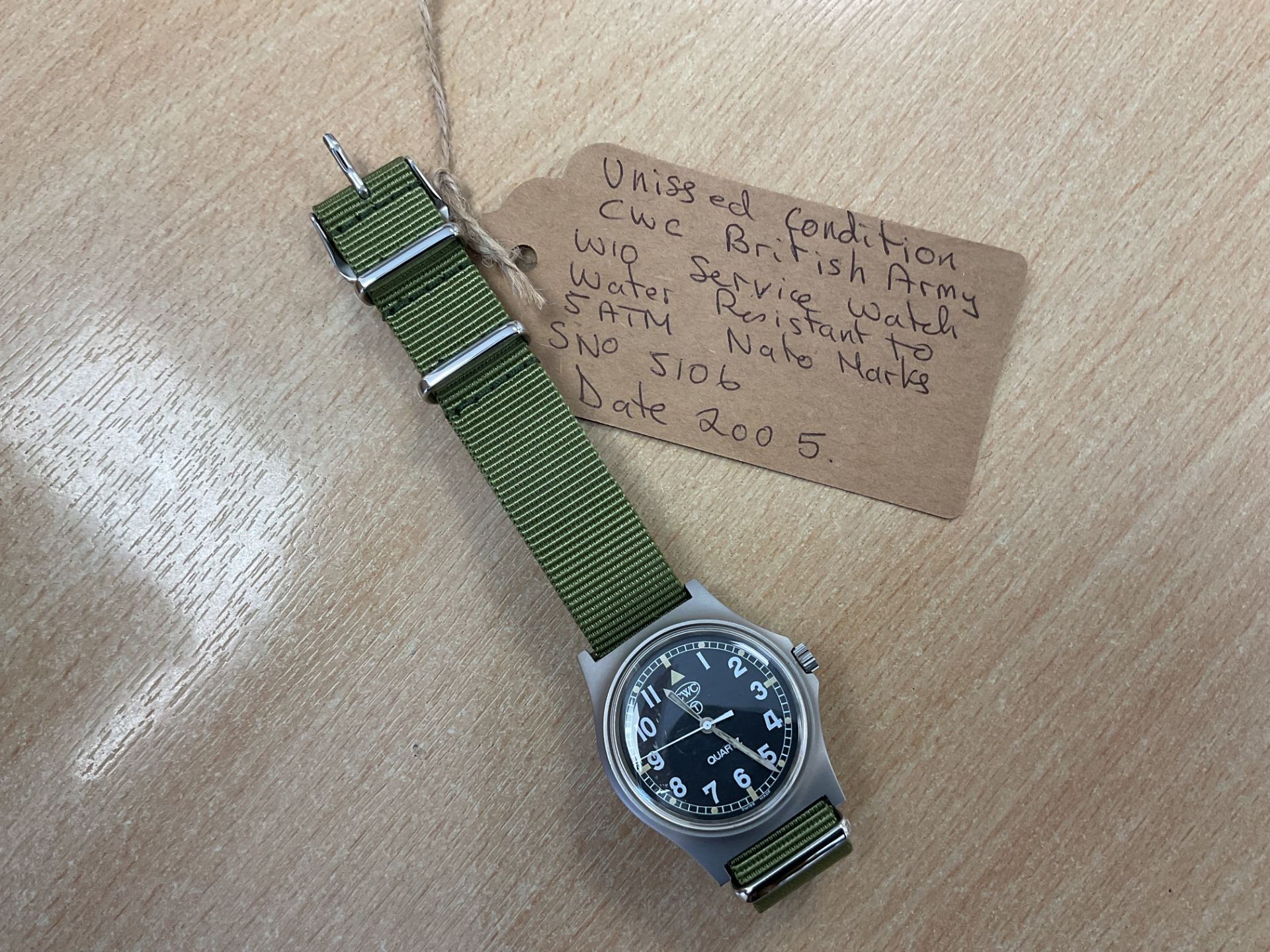 CWC British Army W10 Service Watch, Water Resistant to 5ATM Nato Marks.SN° 5106, Date 2005. - Image 4 of 4
