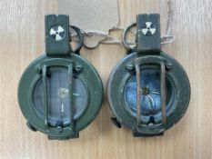 2x Stanley London Brass British Army Prismatic Marching Compass in Mils, from MOD