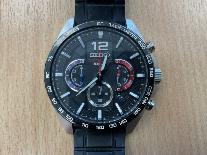 Unissued Condition Seiko Stainless Steel 10 Bar Divers Watch Chrono with Date/Strap, Sn° 8T63 - 00J0