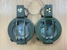 2x Stanley London Brass British Army Prismatic Compass in Mils, from MOD