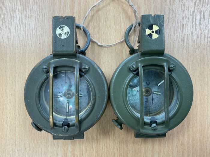 2x Stanley London Brass British Army Prismatic Compass in Mils, from MOD