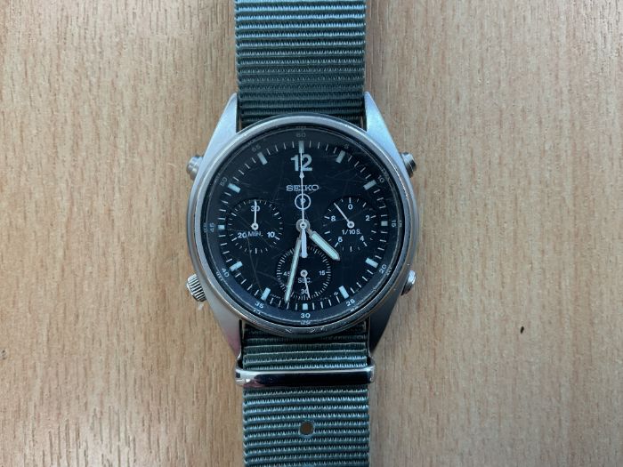 Seiko Gen 1 Pilots Chrono RAF Harrier Force Issue, Nato Marks, Sn° 5991, Date 1988