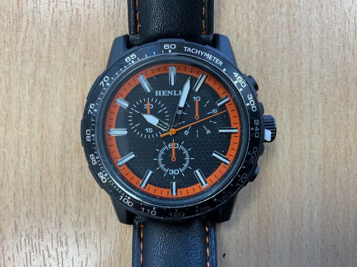 New Unissued Henley Stainless Steel Watch with Leather Strap