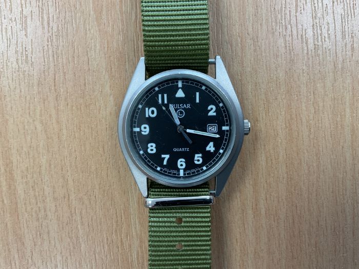 Unissued Condition Pulsar British Army Service Watch with Date, Nato Marks, Date 1999