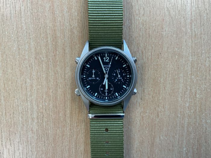 Rare Seiko Gen 1 Pilots Chrono RAF Harrier Force Issue, Sn° 8870, Date 1989, from MOD
