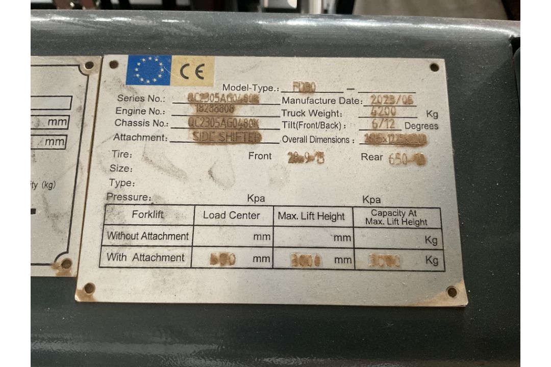 1x New Unused K30 3T Diesel Forklift with Side Shift - Image 18 of 19