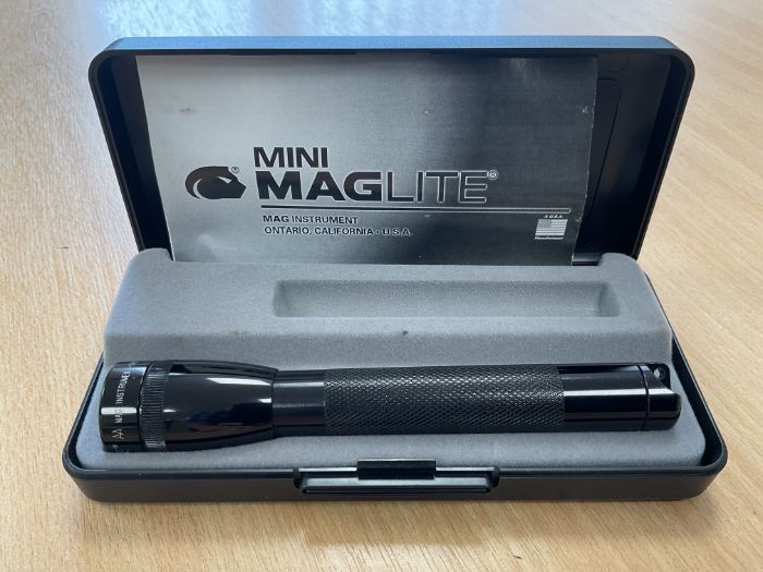 Unissued Maglite c/w Original Case and Instructions, from MOD