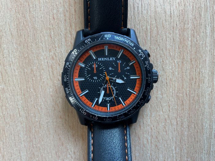 New and Unissued Henley Stainless Steel T2981 Watch with Leather Strap