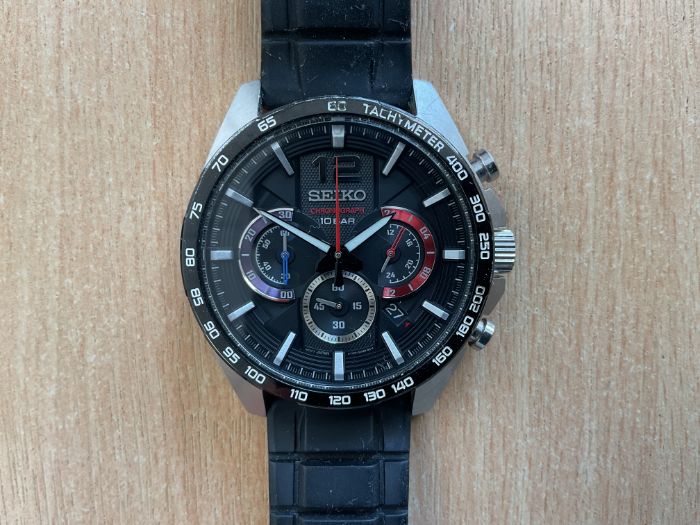 Unissued Condition Seiko Stainless Steel 10 Bar Divers Watch Chrono with Date/Strap, Sn° 8T63-00J0