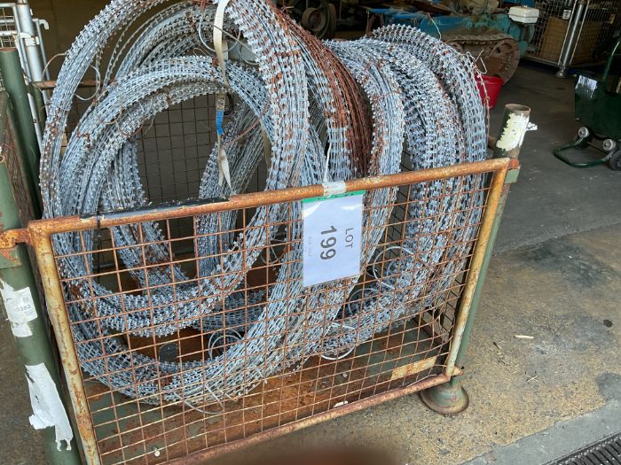 9x Unissued 1M Bundles of British Army Galvanised Concertina Pull Out Razor Wire, from MOD