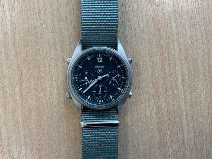 Rare Seiko Gen 1 Pilots Chrono RAF Harrier Force Issue, Sn° 8787, Date 1989, from MOD