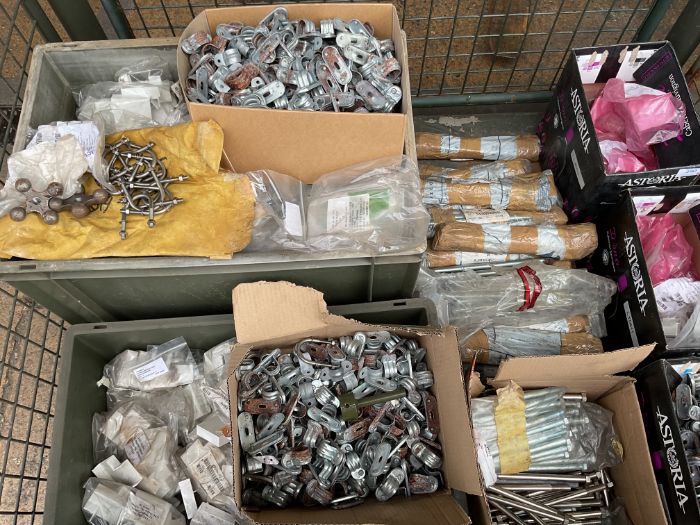 1x Stillage of Electrical Fitting Stainless Steel Bolts, Clamps etc, from MOD