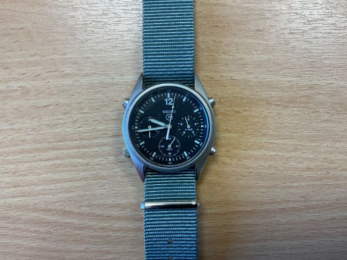 Seiko Gen 1 Pilots Chrono RAF Harrier Force Issue, Nato Marks, Sn° 3797, Date 1986, from MOD