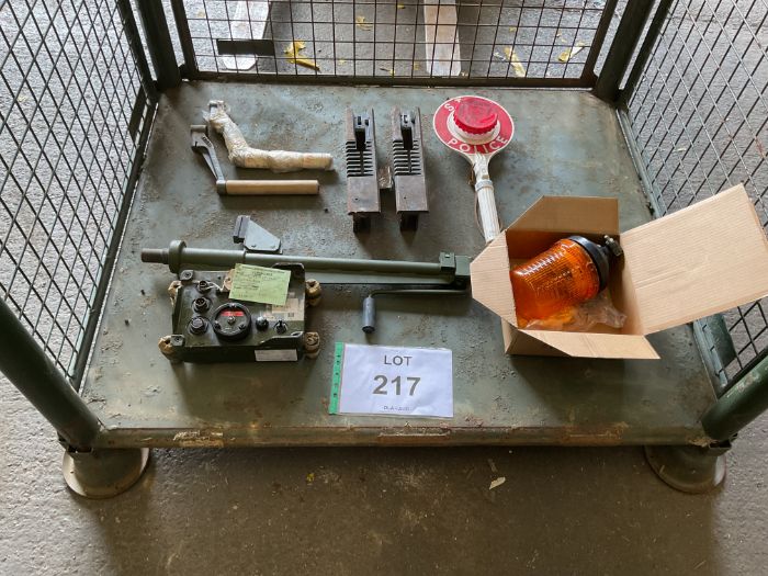 1x Stillage of Unissued Lister Starting Handles, High Lift Jacks, CVRT Spares etc