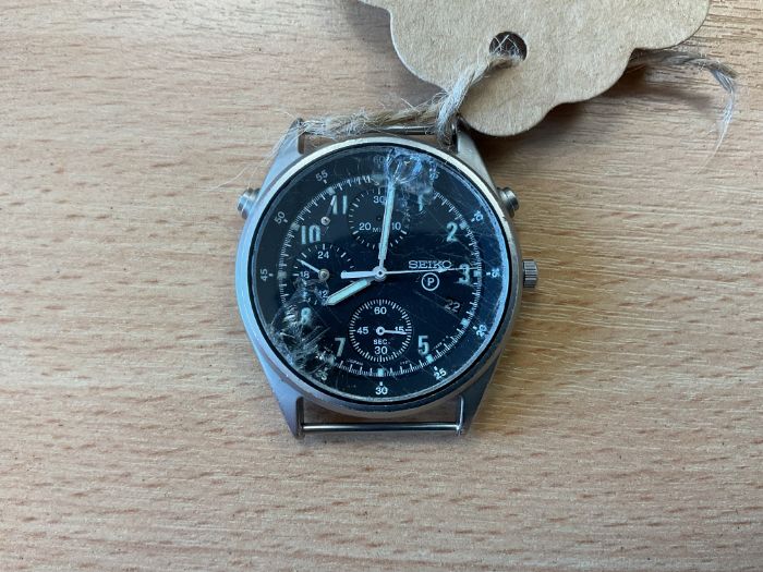 Seiko Gen 2 Pilots Chrono, Date 1995, Glass Cracked, from MOD