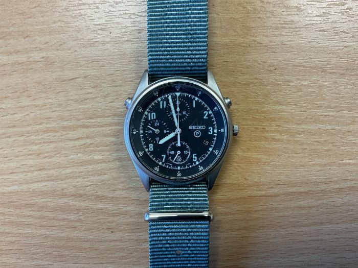 Seiko Gen 2 Pilots Chrono with Date Adjust, Nato Marks, Sn° 3407, Date 1995, from MOD