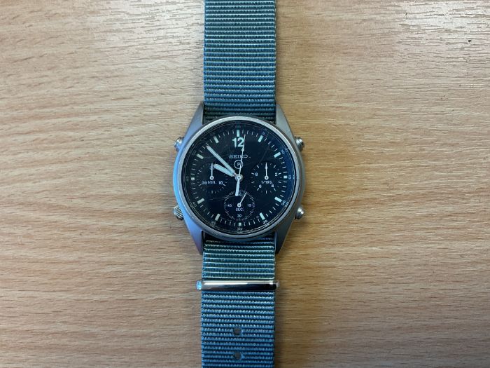 Seiko Gen 1 Pilots Chrono RAF Harrier Force Issue, Nato Marks, Sn° 2464, Date 1984, from MOD