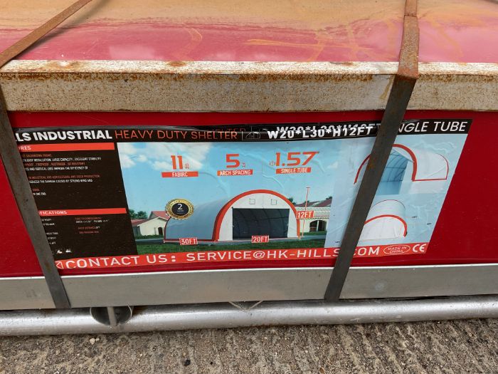 New Unissued Heavy Duty Storage Building 20'W x 30'L x 12' H
