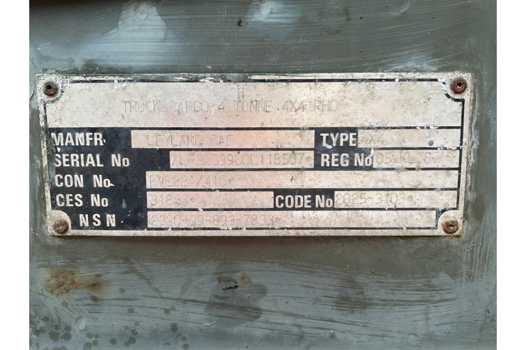 Leyland DAF 4x4 Truck Cargo Platform 4 Tonne RHD, Direct from UK MOD - Image 33 of 33