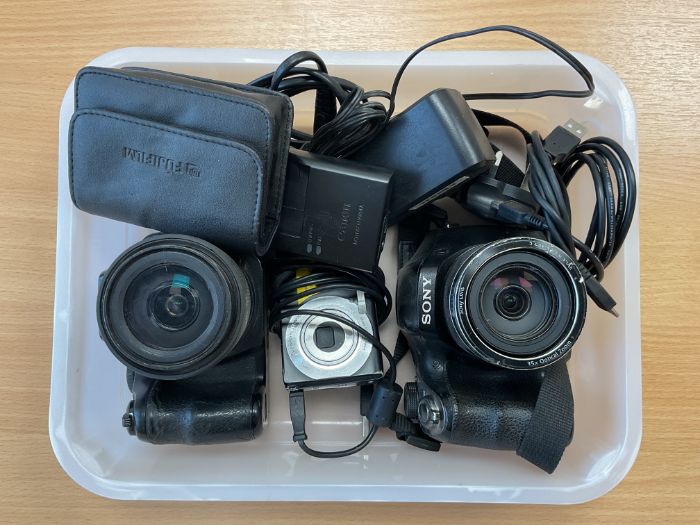 3x Cameras, Charging Leads etc, from MOD