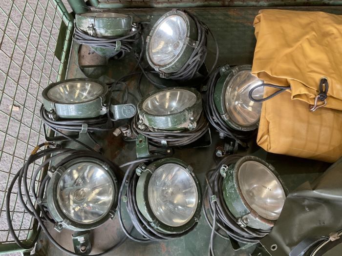 8x FV159907 Vehicle Search Lights and Unissued Tarpaulin, from MOD