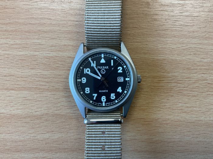 Unissued Pulsar British Army Service Watch with Date, Nato Marks, Date 2004, from MOD