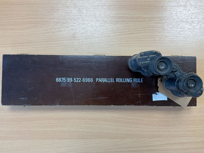 1x Pair of British Army WW2 Binos No2 MK3 x6 and Parallel Rolling Navigating Rule