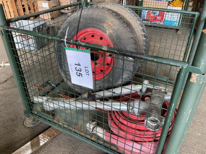 1x Stillage of Fire Equipment inc Lay Flat Hose, Stand Pipe, Spare Wheels, from MOD