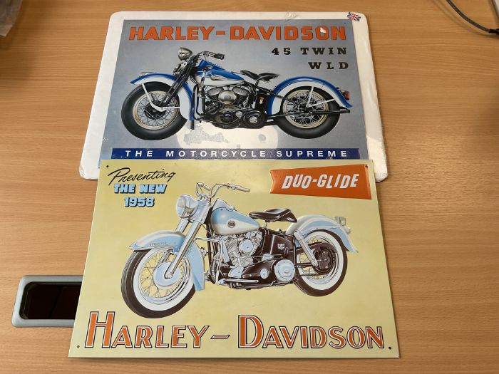 2x Harley Davidson Metal Signs
