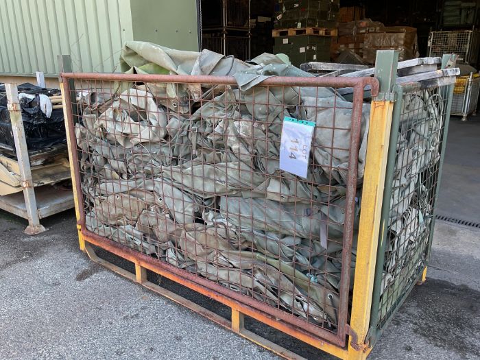 1x Large Stillage of Leyland DAF / Bedford Canvas Sheets, Tarpaulins etc, from MOD