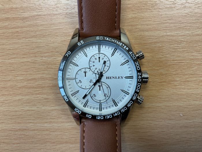 Henley Unissued T3035 Stainless Steel Watch with Leather Strap