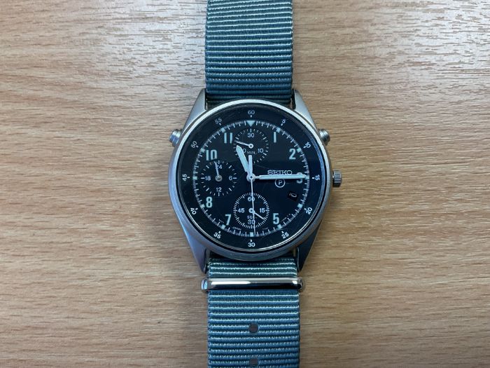 Seiko Gen 2 Date Adjust Pilot Chrono RAF Issue, Nato Marks, Sn° 1958, Date 1995, from MOD