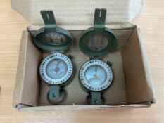 2x Stanley London Brass British Army Prismatic Compass, from MOD