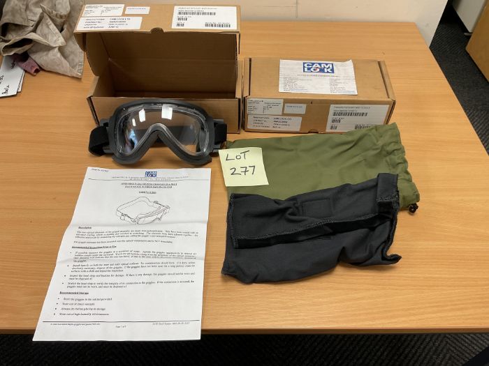 2X PAIRS OF NEW UNISSUED CAMLOCK ANTI MIST PARACHUTE GOOGLES SAS ISSUED FROM MOD