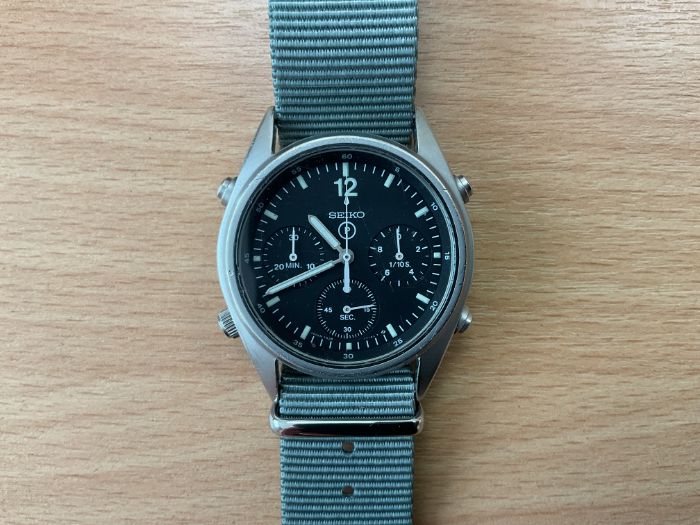 Seiko Gen 1 Pilots Chrono, Nato Marks, RAF Issue, Sn° 8475, Date 1989, from MOD