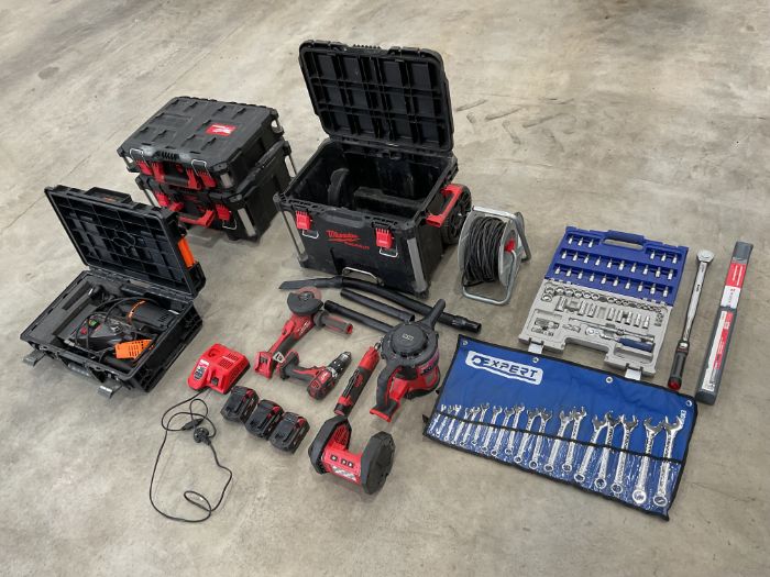 1x Set of Milwaukee Power Tools, Magnetic Drill, Torque Wrench, Spanners etc, Tool Box, from MOD